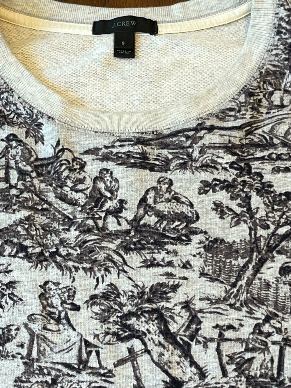 J.Crew Toile Print Cropped Cotton Sweatshirt Size Small - Picture 3 of 6
